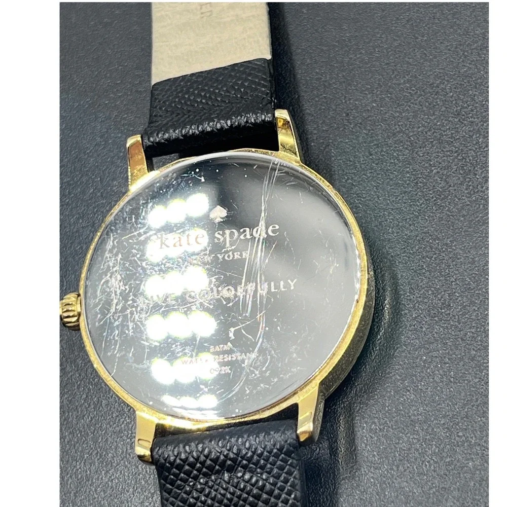 Kate Spade New York Metro Monogram‎ K Black Leather Quartz Watch